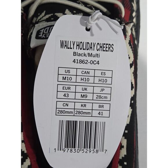 Hey Dude Men's Wally Holiday Cheers Shoes Sz 10 Christmas Reindeer Black New - Picture 9 of 11